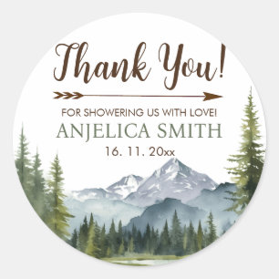 Sticker Rond Laisser l'aventure commencer Forêt Baby shower rus