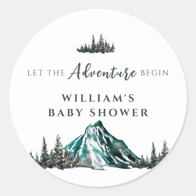 Sticker Rond Laisser L'Aventure Commencer Le Baby shower Des Pi (Devant)