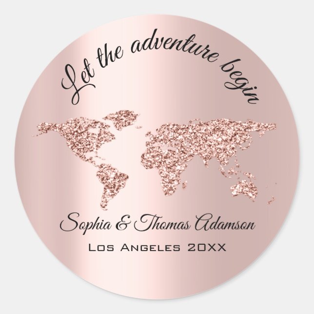 Sticker Rond Laisser l'aventure commencer Mariage Rose du monde (Devant)