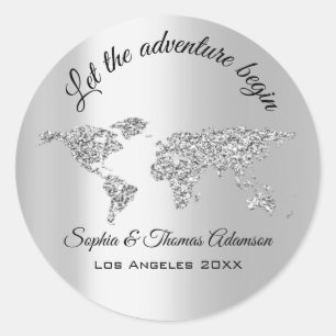 Sticker Rond Laisser l'aventure commencer Mariage World Globe G