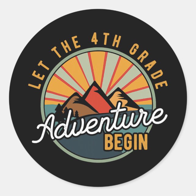 Sticker Rond Laisser l'aventure de 4e année commencer quatrième (Devant)