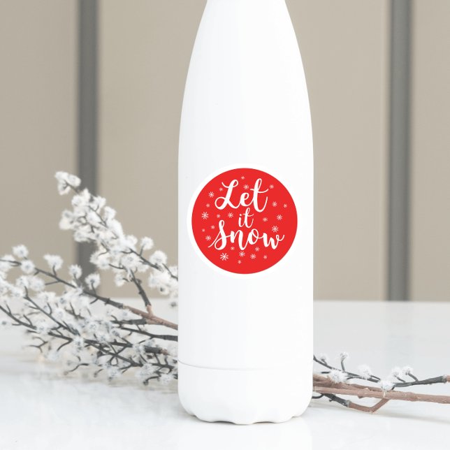 Sticker Rond Laisser neiger Noël Rouge Blanc Flammes de neige (Créateur téléchargé)