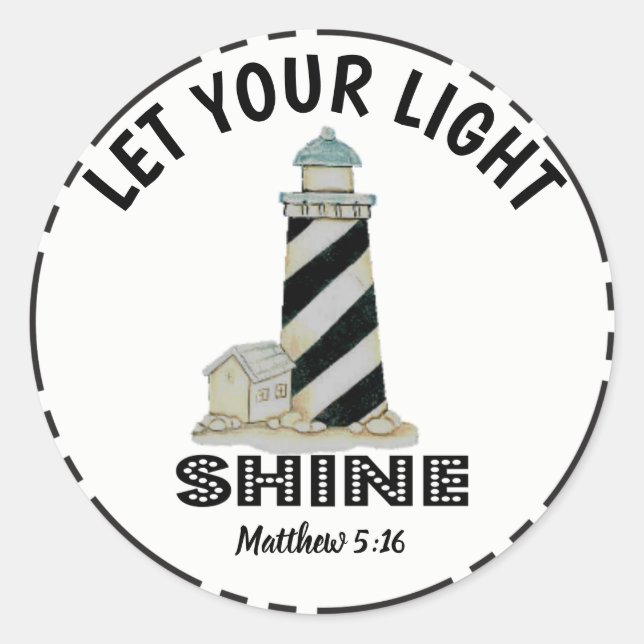 Sticker Rond Laisser votre phare clair Matthieu 5:16 (Devant)