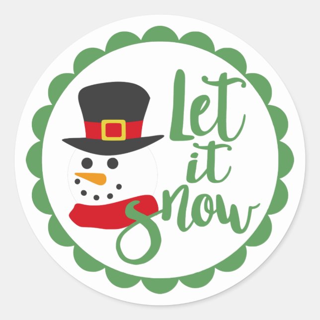 Sticker Rond Laissez-le neiger/neiger/ Design de Noël (Devant)