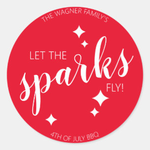 Sticker Rond Laissez les étincelles voler 4 juillet Sparkler ro