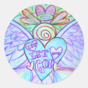 Sticker Rond Laissez-moi aimer, laissez Dieu Guardian Angel Dec