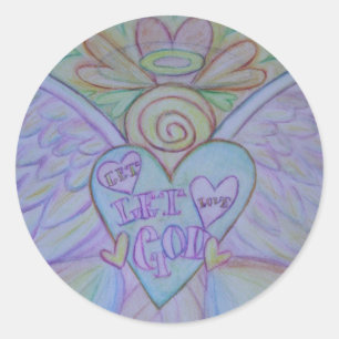 Sticker Rond Laissez-moi aimer, laissez Dieu Guaridan Angel sur