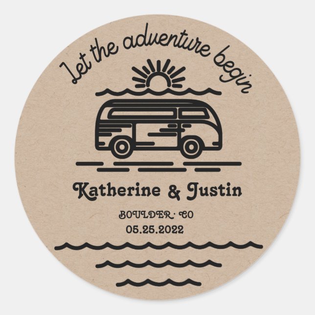 Sticker Rond laissez notre aventure commencer le monogramme mar (Devant)