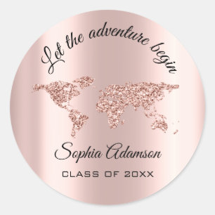Sticker Rond Laissons l'aventure commencer Mariage Grad World C