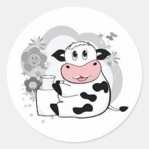 Sticker Rond Lait boisson de vache
