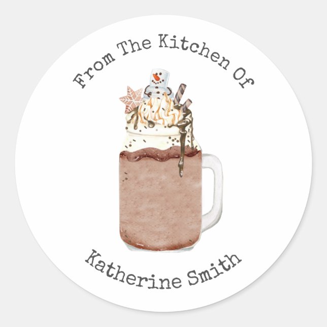 Sticker Rond Lait Chocolat Snowman De La Cuisine De (Devant)
