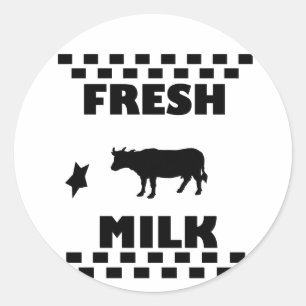 Sticker Rond Lait de vache fraîche