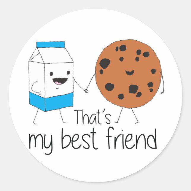 Sticker Rond Lait et biscuits Meilleurs amis BFF Friendship Art (Devant)