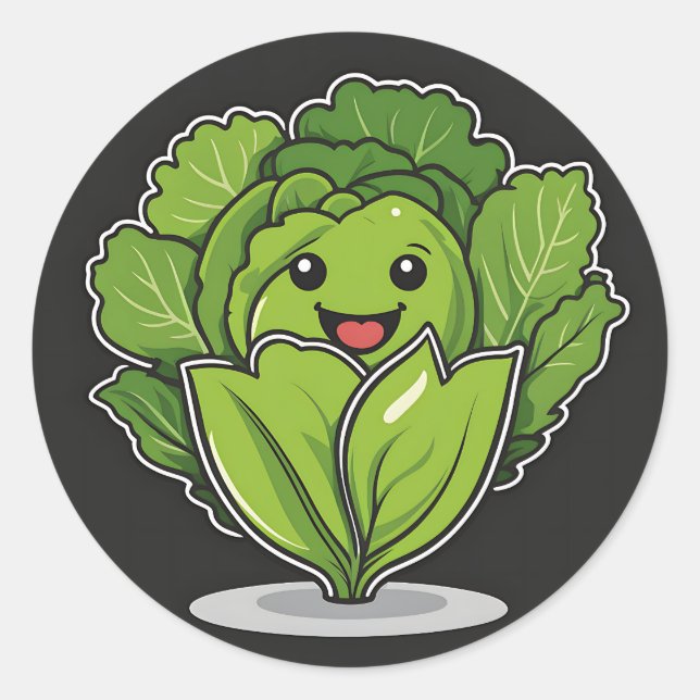Sticker Rond Laitue verte souriante (Devant)