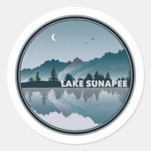 Sticker Rond Lake Sunapee New Hampshire Réflexion