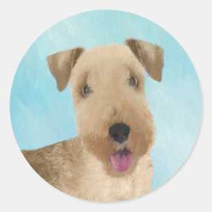 Sticker Rond Lakeland Terrier Peinture - Cute Original Chien Ar