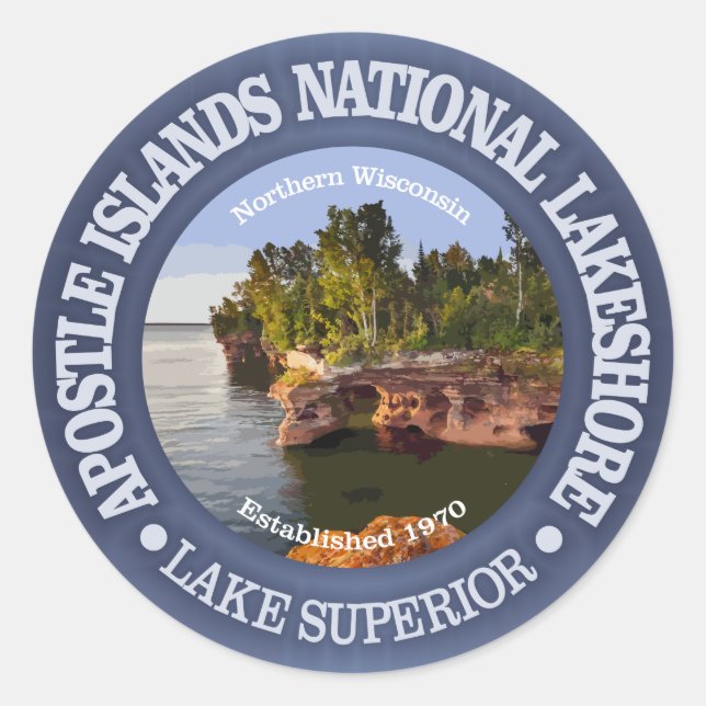 Sticker Rond Lakeshore national des îles Apôtres (Devant)