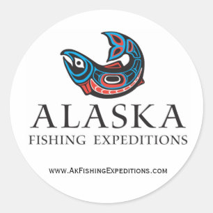 Sticker Rond L'Alaska pêchant l'autocollant d'Expedtions