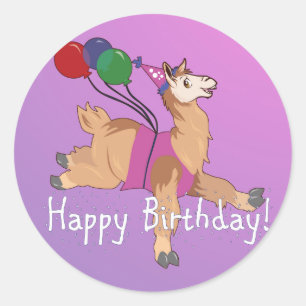 Sticker Rond Lama de joyeux anniversaire !