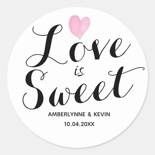 Sticker Rond L'amour au cœur rose est doux (Devant)