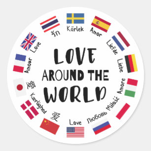 Sticker Rond L'amour autour des langues du monde
