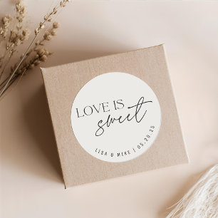Sticker Rond L'Amour Beige moderne est la Faveur de Mariage Dou