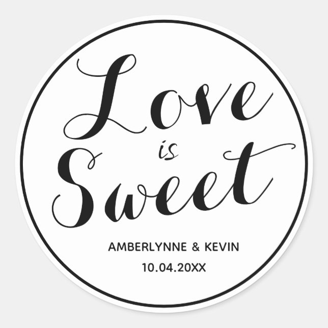Sticker Rond L'amour blanc et noir est doux (Devant)
