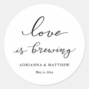 Sticker Rond L'amour brasse Élégant Script Mariage Faveur