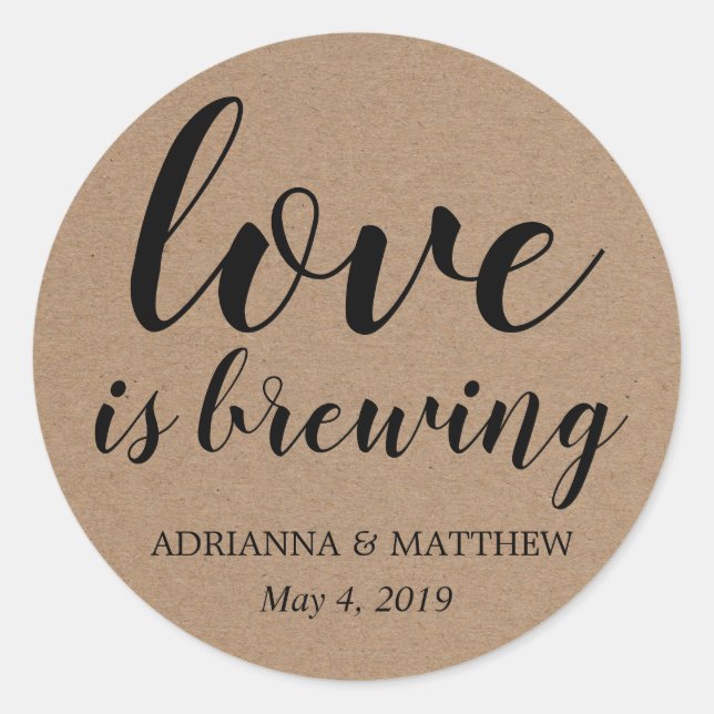Sticker Rond L'amour brasse Rustique Kraft Papier Mariage Faveu (Devant)