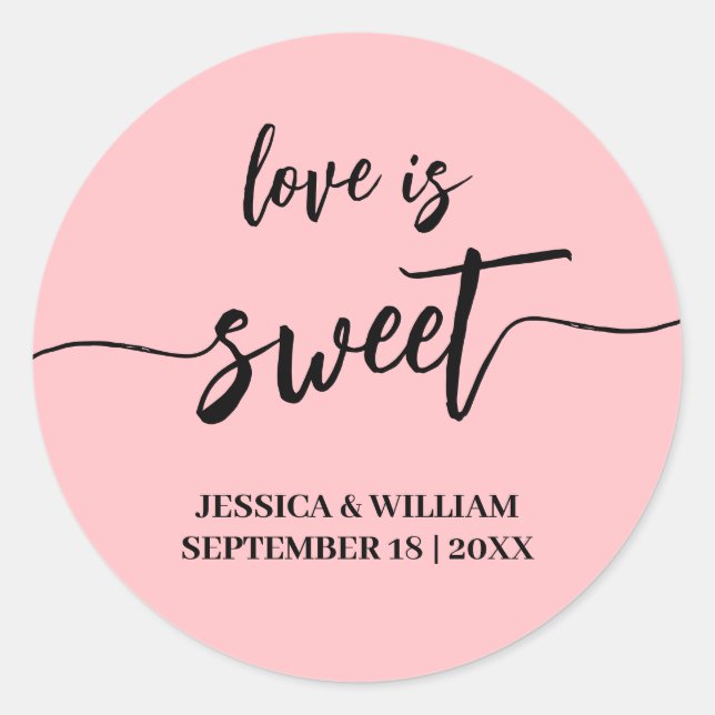 Sticker Rond l'amour calligraphie est une faveur de mariage dou (Devant)
