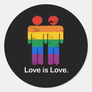 STICKER ROND L'AMOUR, C'EST L'AMOUR, LE COUPLE GAY