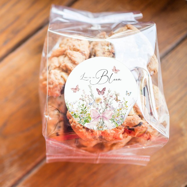 Sticker Rond L'amour dans Boom Fleur sauvage  Pink Bow Fête des (Créateur téléchargé)