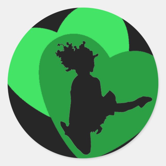 Sticker Rond L'amour de la danse irlandaise - noir (Devant)