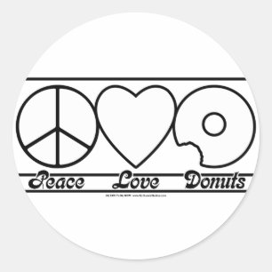 Sticker Rond L'amour de la paix et les beignets