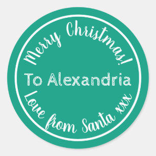 Sticker Rond L'Amour De Noël De Père Noël Bright Green