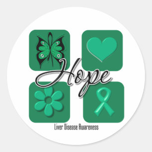 Sticker Rond L'amour d'espoir d'affection hépatique inspirent 