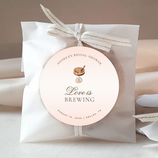 Sticker Rond L'amour du café Espresso couve une fête de mariage (Créateur téléchargé)