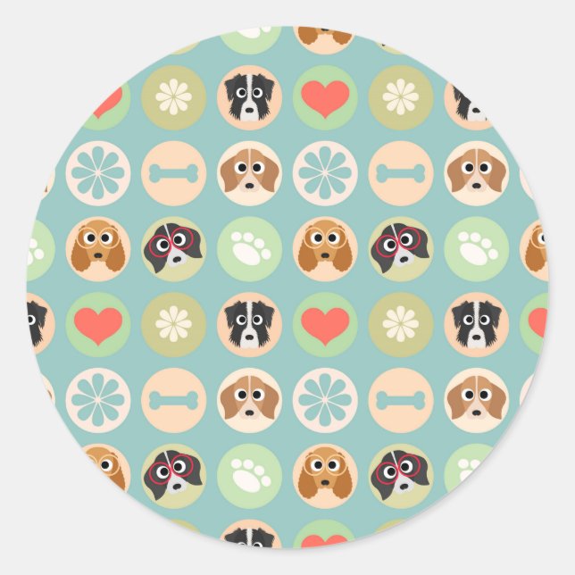 Sticker Rond L'amour du chien (Devant)