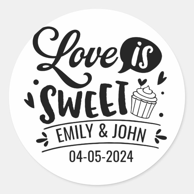 Sticker Rond L'amour élégant est une douce calligraphie Cœur  (Devant)