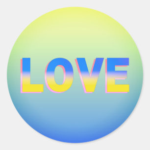 Sticker Rond L'AMOUR en bleu et jaune pour l'Ukraine Ukrainien