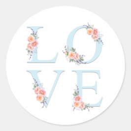 Sticker Rond L'amour en fleurs Rose Floral