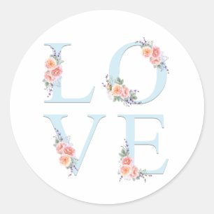 Sticker Rond L'amour en fleurs Rose Floral