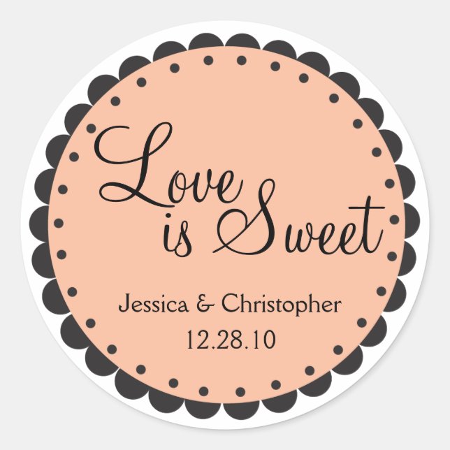 Sticker Rond L'amour est doux - Bord à échelles - Personnaliser (Devant)