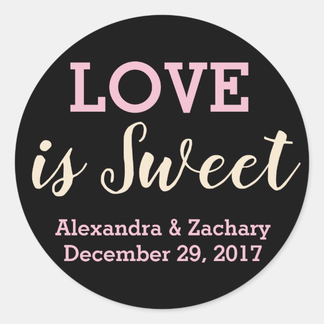Sticker Rond L'amour est doux Champagne rose Mariage Engagé Fav (Devant)