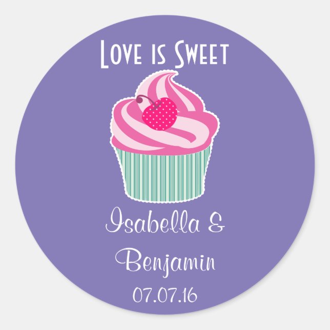 Sticker Rond L'amour est doux. Faveur du mariage. (Devant)