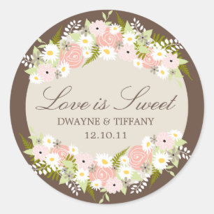 Sticker Rond L'amour est doux - Fleurs