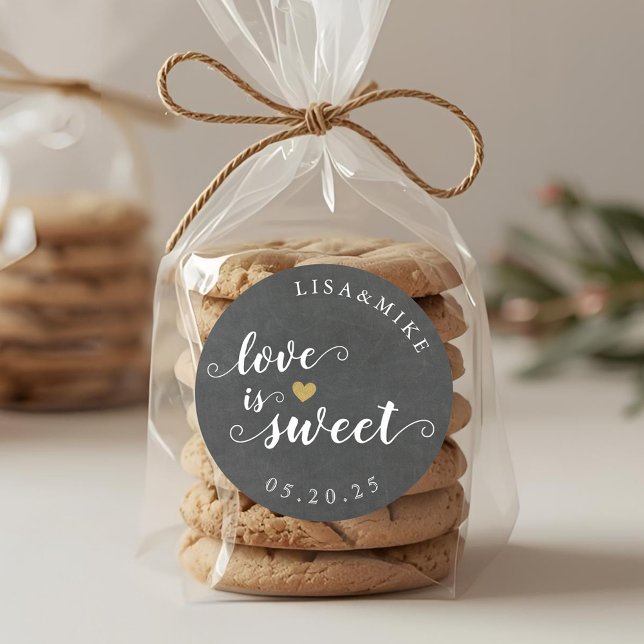 Sticker Rond L'amour est doux Mariage personnalisé Favoriser Ch (Créateur téléchargé)