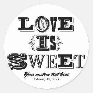 Sticker Rond L'amour est doux Mariage Vintage Noir & Blanc Pers