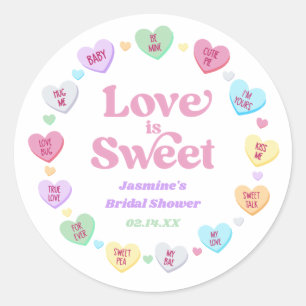 Sticker Rond L'amour est doux Saint-Valentin Bonbons Réception 