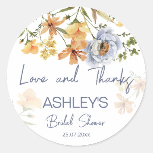 Sticker Rond L'amour est en fleurs bleues poussiéreuses fleurs 